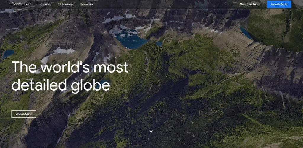 Google Earth Website Design